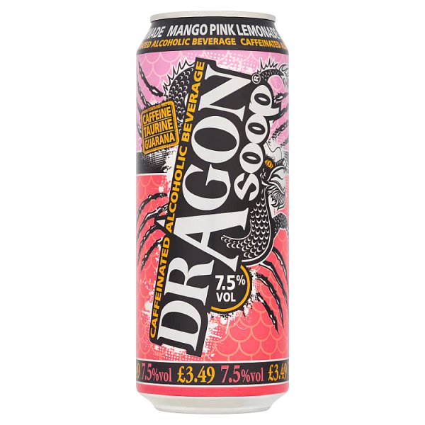 Dragon Soop Mango Pink Lemonade Caffeinated Alcoholic Beverage 500ml Case of 8