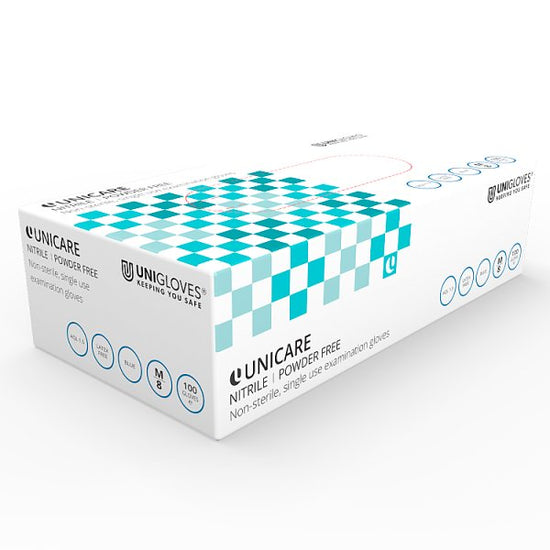 Unicare Blue Nitrile Powder Free Gloves - unit (Large) Case of 10 Unicare