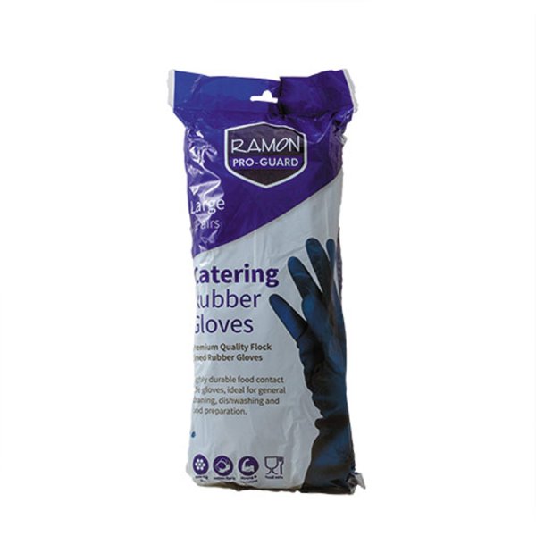 Ramon Pro-Guard Large Catering Rubber Gloves 6 Pairs Case of 1 Ramon