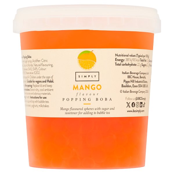 Simply Mango Flavour Popping Boba 870g Case of 1 Simply Mango