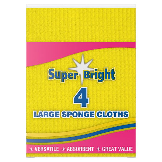 Super Bright 4 Large Sponge Cloths Case of 5 Super Bright
