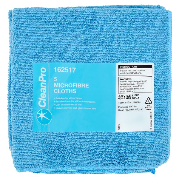 CleanPro 5 Microfibre Cloths Case of 1 CleanPro