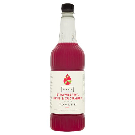 Simply Strawberry, Basil & Cucumber Flavour Cooler 1L Case of 1 Simply Strawberry