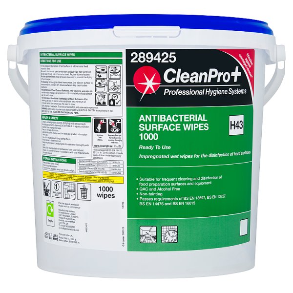 CleanPro+ 1000 Antibacterial Surface Wipes Case of 1 CleanPro+