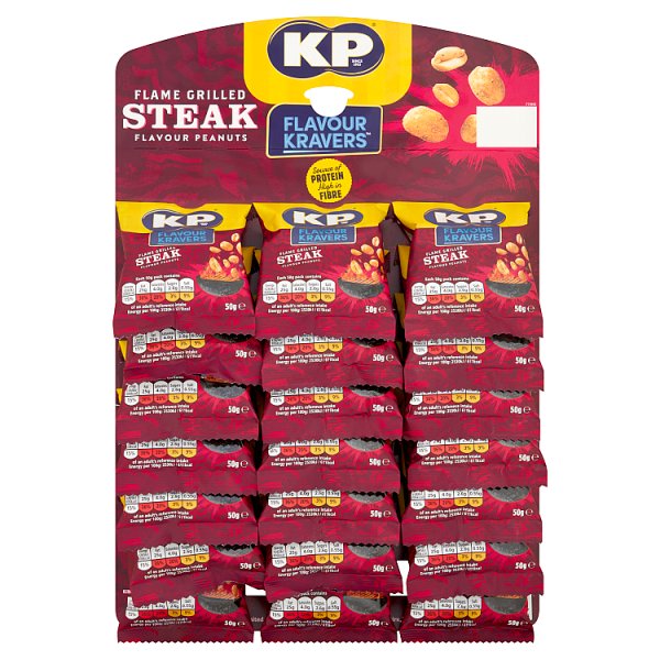 KP Flavour Kravers Flame Grilled Steak Peanuts 50g (Pubcard) Case of 21