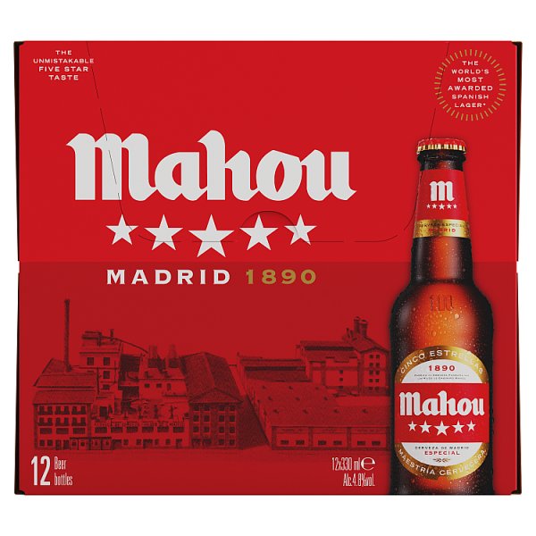Mahou Madrid's Favourite Beer 12 x 330ml Case of 1 Mahou Madrid's