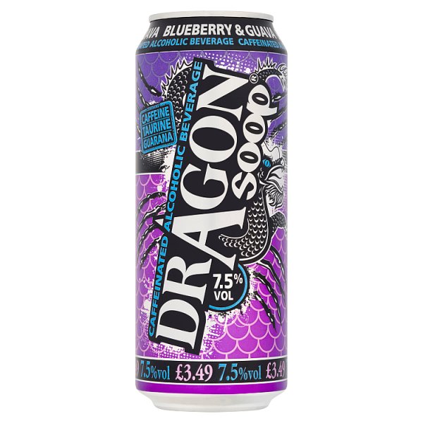 Dragon Soop Blueberry & Guava Caffeinated Alcoholic Beverage 500ml Case of 8