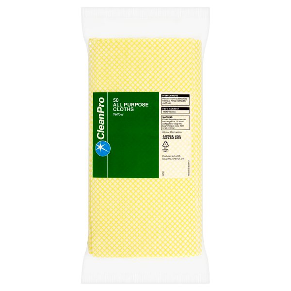 CleanPro 50 All Purpose Cloths Yellow 60cm x 30cm Case of 1 CleanPro