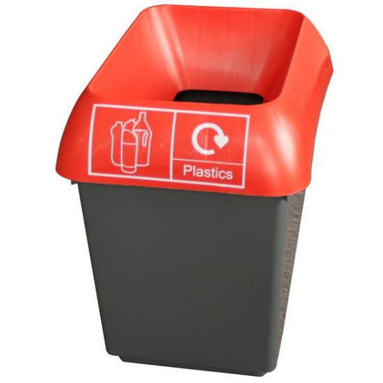 30L Recycling Bin with Red Lid & Plastics Logo Case of 1 Recycling Bin