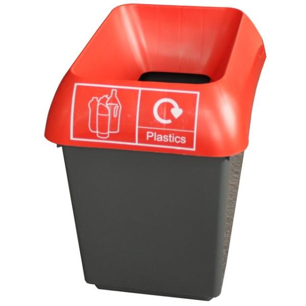 30L Recycling Bin with Red Lid & Plastics Logo Case of 1 Recycling Bin