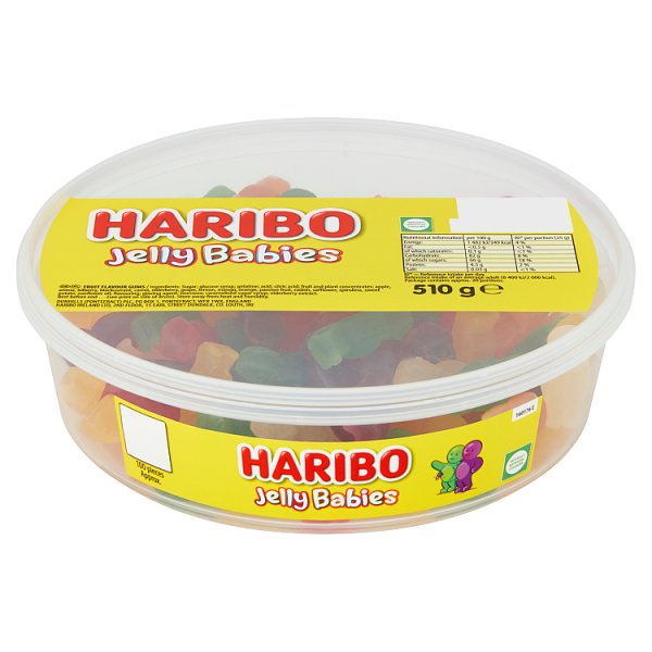 HARIBO Jelly Babies Sweets Tub 510g Case of 8