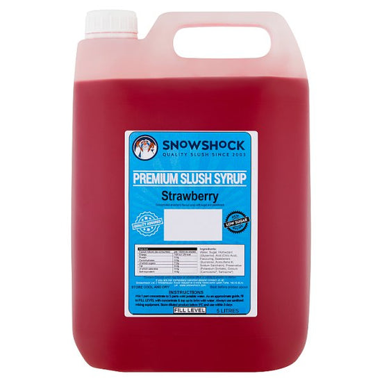 Snowshock Strawberry Premium Slush Syrup 5 Litres Case of 1 Snowshock