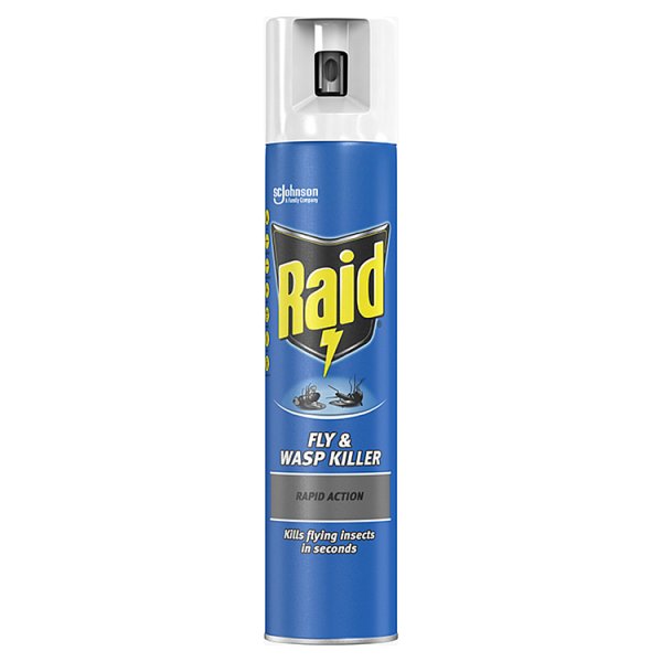 Raid Rapid Action Wasp, Mosquito & Fly Killer Aerosol Spray 300ml Case of 6 Raid