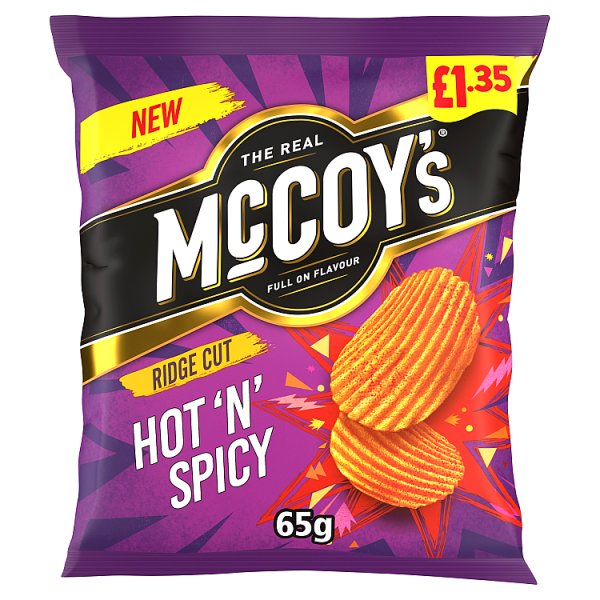 McCoy's Hot'n'Spicy Crisps 65g, £1.35 PMP Case of 20