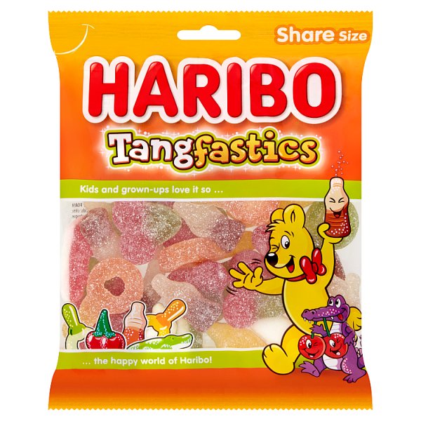HARIBO Tangfastics Fruit & Cola Flavour Fizzy Jelly Sweets Sharing Bag 160g Case of 12