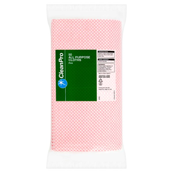CleanPro 50 All Purpose Cloths Pink 60cm x 30cm Case of 1 CleanPro