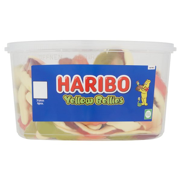 HARIBO Yellow Bellies Fruit Flavour & Foam Gums Sweets Tub 768g Case of 4