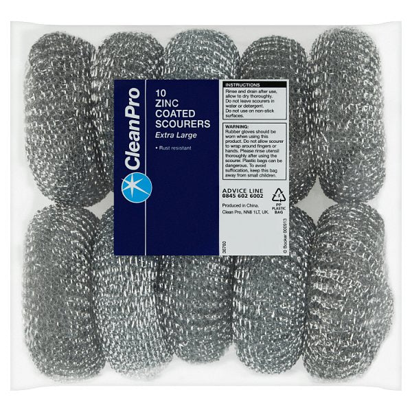 CleanPro 10 Zinc Coated Scourers Extra Large Case of 1 CleanPro