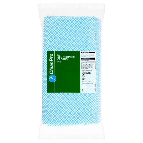 CleanPro 50 All Purpose Cloths Blue 60cm x 30cm Case of 1 CleanPro