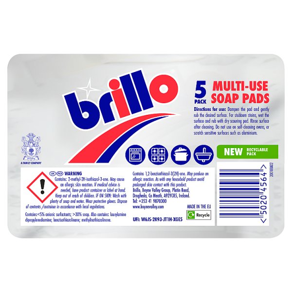 Brillo 5 Multi-Use Soap Pads Case of 24 Brillo