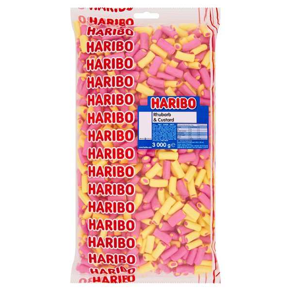 HARIBO Rhubarb & Custard Chewy Sweets Bag 3kg Case of 1