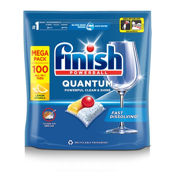 Finish Quantum All in One Dishwasher Tablets Lemon - 100 Tabs Case of 1 Finish