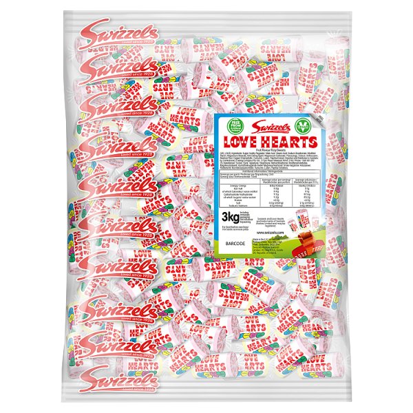 Swizzels Love Hearts Mini Rolls Bulk Bags 3kg Case of 1