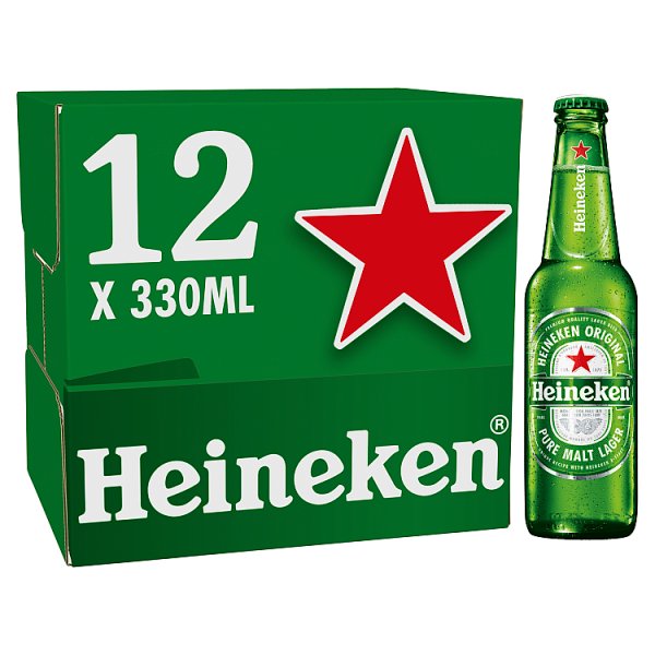 Heineken Original Premium Lager Beer 5% ABV Bottle 12x330ml Case of 1