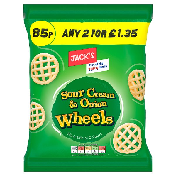 Jack's Sour Cream & Onion Wheels 55g, Case of 20