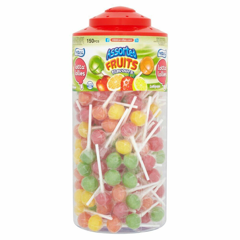 Vidal Lotta Lollies Assorted Fruit Lollipops 150 Pieces, Case of 6 Vidal