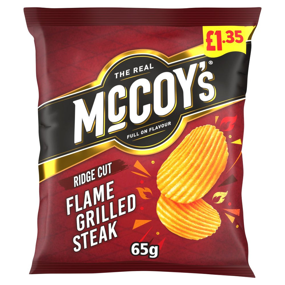 McCoy's Flame Grilled Steak Crisps 65g x 20 £1.35 PMP
