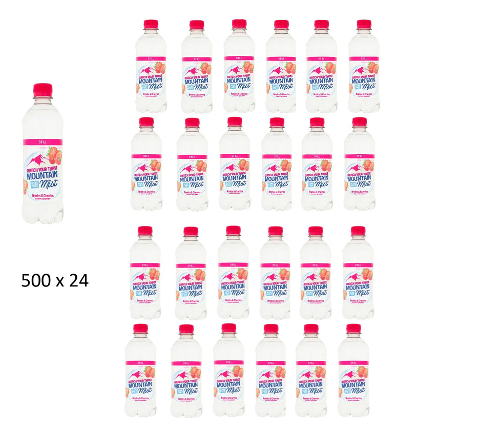 Mountain Mist Berries & Cherries Flavoured Still Spring Water 500ml x 24