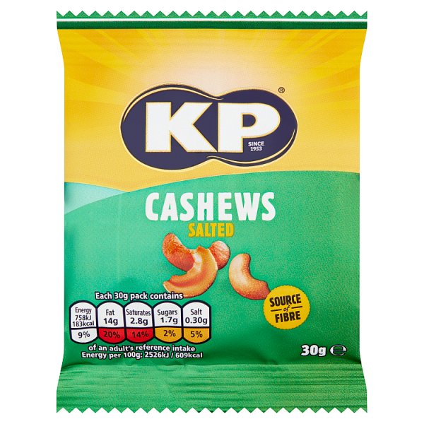 KP Salted Cashews 12 x 30g, KP