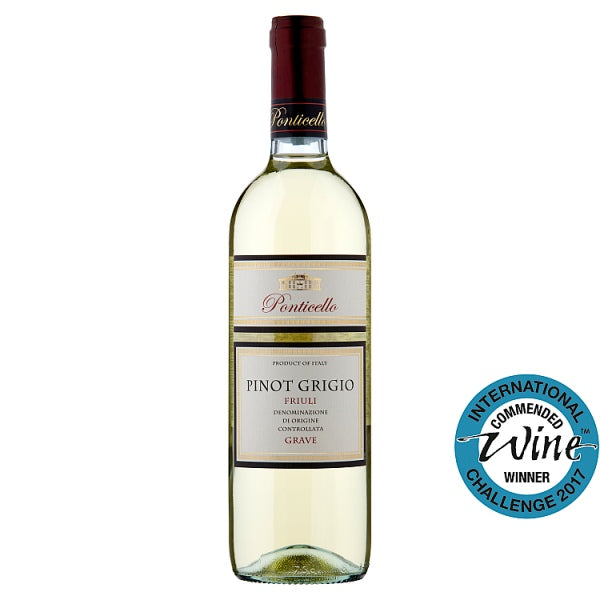 Ponticello Pinot Grigio Friuli Grave 75cl, Case of 6 British Hypermarket-uk Ponticello