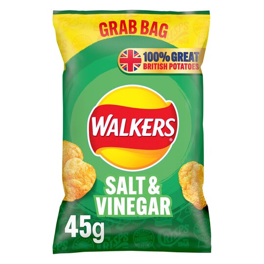 Walkers Salt & Vinegar Crisps 45g, Case of 32 Walkers