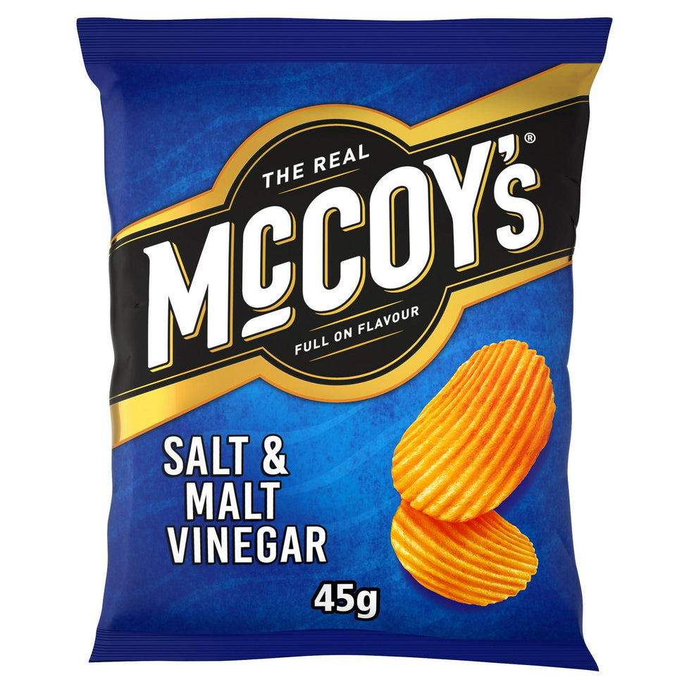 McCoy's Ridge Cut Salt & Malt Vinegar Flavour Potato Crisps 45g, Case of 26 McCoy's