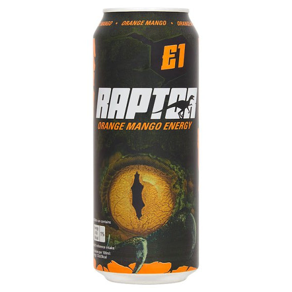 Raptor Orange Mango Energy 500ml [PM £1.00 ], Case of 12 Raptor