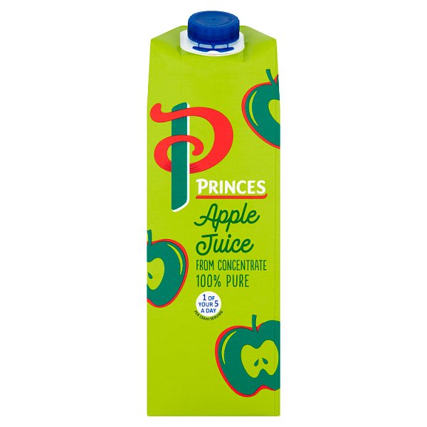 Princes 100% Pure Apple Juice from Concentrate 1 Litre, Case of 8 Princes