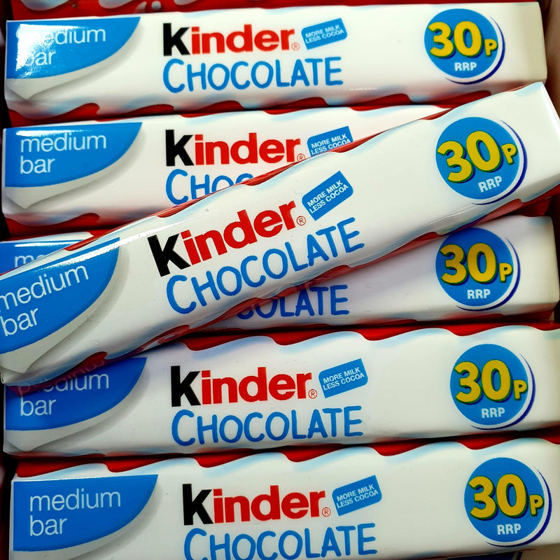 Kinder Medium Chocolate Single Bar 21g [PM 30p ], Case of 288 Kinder