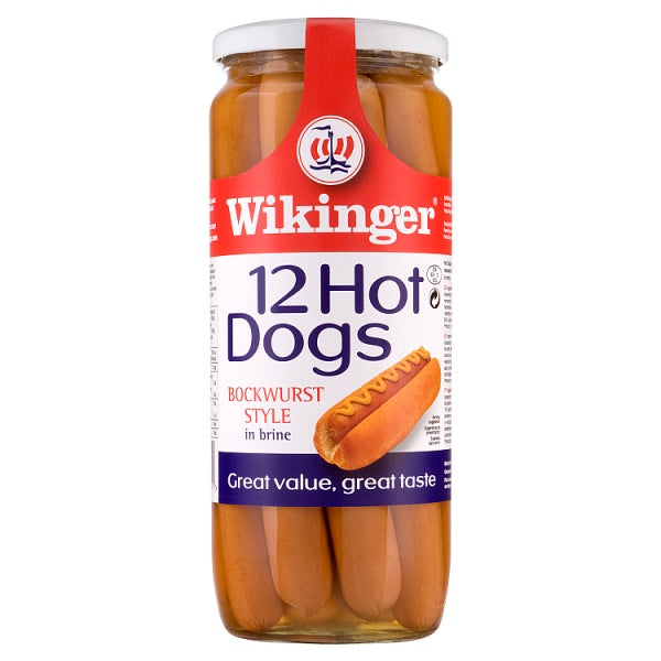 Wikinger 12 Hot Dogs Bockwurst Style in Brine 1030g British Hypermarket-uk Wikinger