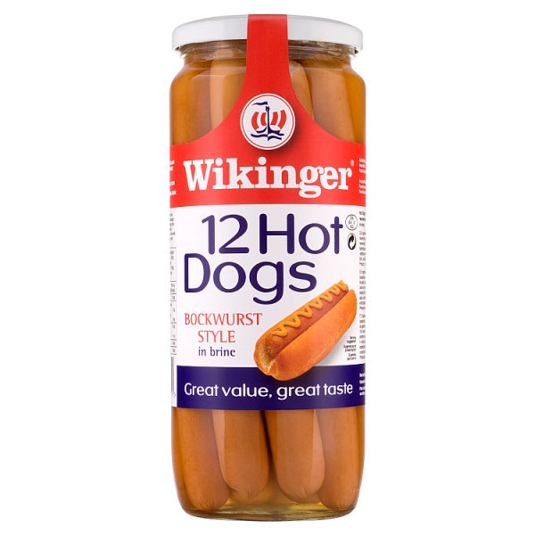 Wikinger 12 Hot Dogs Bockwurst Style in Brine 1030g, Case of 6 British Hypermarket-uk Wikinger
