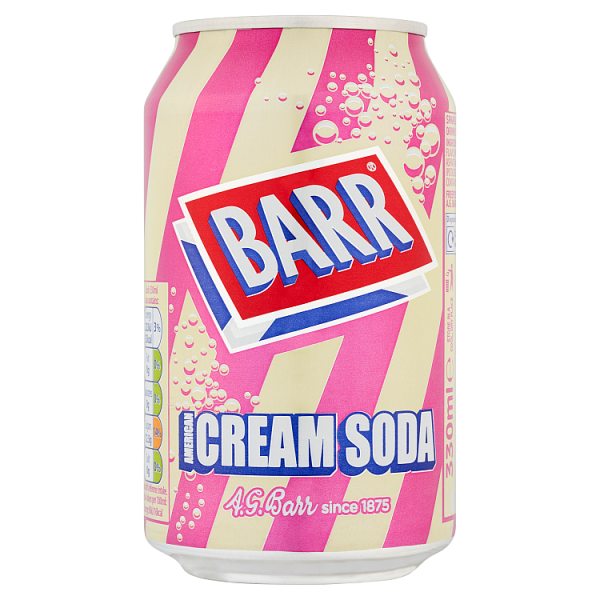 Barr American Cream Soda 330ml Can, Case of 24 Barr