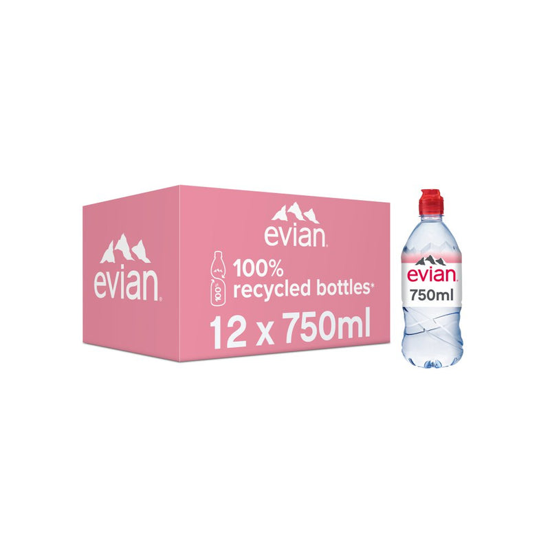 Evian Still Natural Mineral Water 75cl, Case of 12 Evian