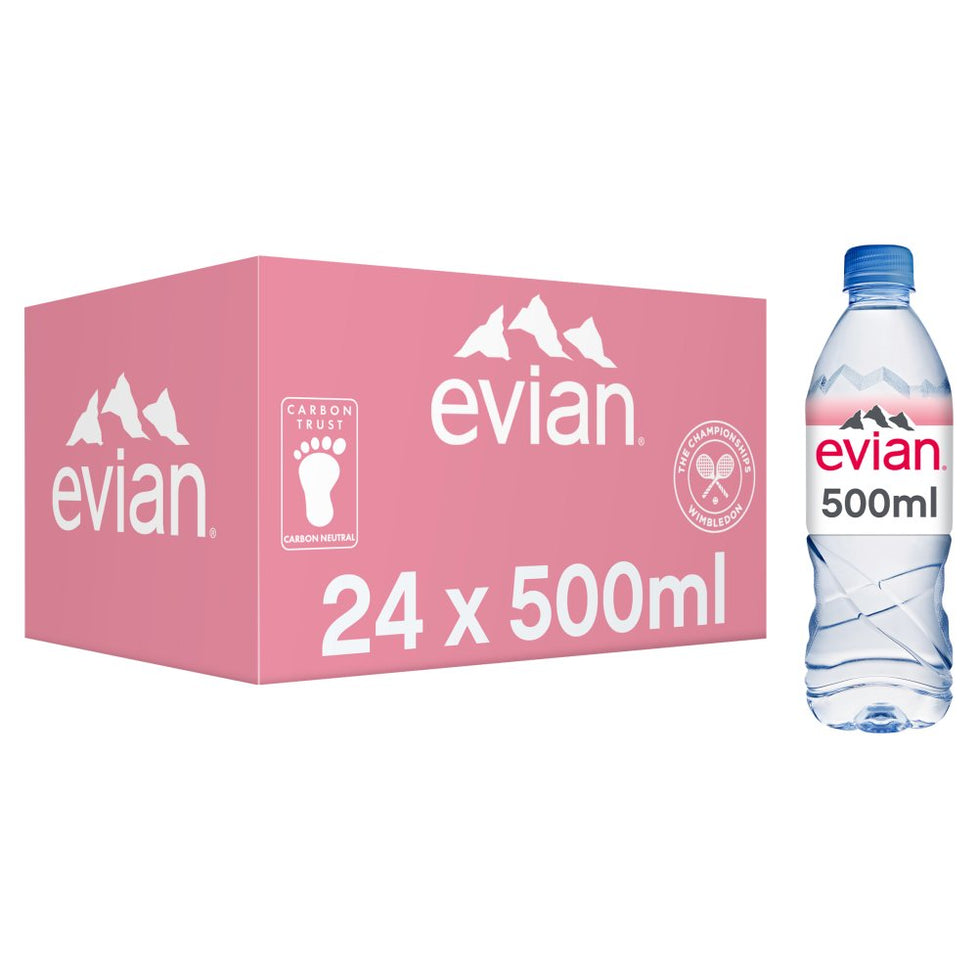 Evian Still Natural Mineral Water 50cl, Case of 24 Evian