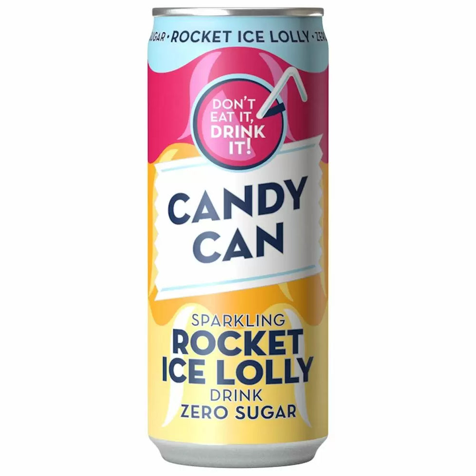 Candy Can Sparkling Rocket Ice Lolly Drink 330ml, Case of 12 Candy Can