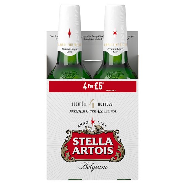 Stella Artois Belgium Premium Lager Bottles 4 x 6x 330ml British Hypermarket-uk Stella Artois
