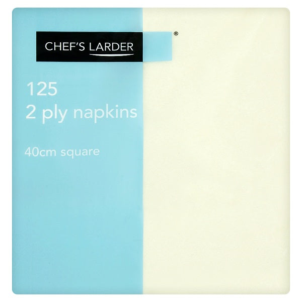 Chef's Larder 125 2 Ply Cream Napkins 40cm Square, Case of 10 Chef's Larder