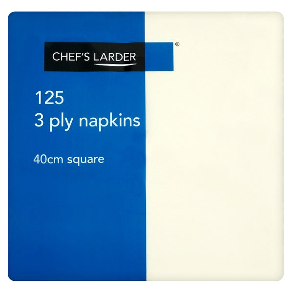 Chef's Larder 125 3 Ply Cream Napkins 40 cm Square, Case of 8 Chef's Larder