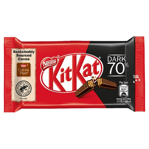 Kit Kat 4 Finger 70% Dark Chocolate Bar 41.5g, Case of 24 KitKat