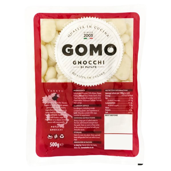 Gomo Gnocchi di Patate 500g, Case of 12 Gomo